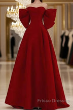 Sexy A Line Strapless Red Long Formal Prom Dress