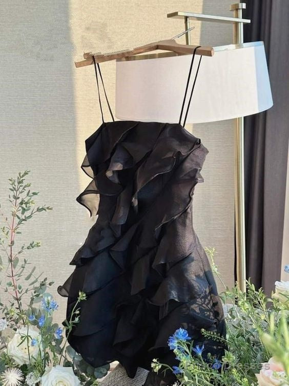 Sexy A Line Straps Black Homecoming Dress 16Th Birthday Outfits Main image
