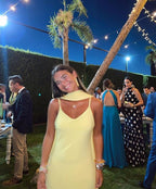 Sexy A Line Straps Chiffon Yellow Long Prom Dresses