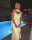 Sexy A Line Straps Chiffon Yellow Long Prom Dresses