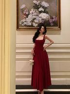 Sexy A Line Straps Red Ankle Length Prom Dresses Birthday Outfits Formal Dress