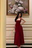 Sexy A Line Straps Red Ankle Length Prom Dresses Birthday Outfits