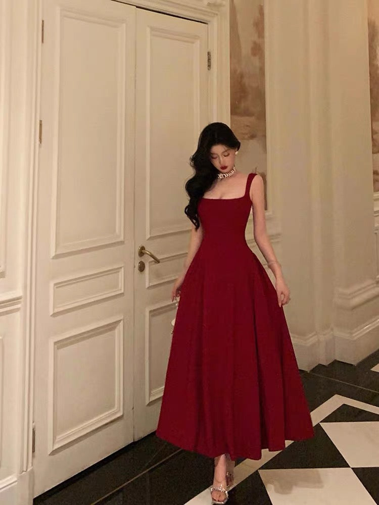 Sexy A Line Straps Red Ankle Length Prom Dresses Birthday Outfits Formal Dress Main image
