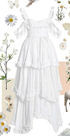 Sexy A Line Straps Ruffles Floor Length Chiffon White Prom Dress 1697