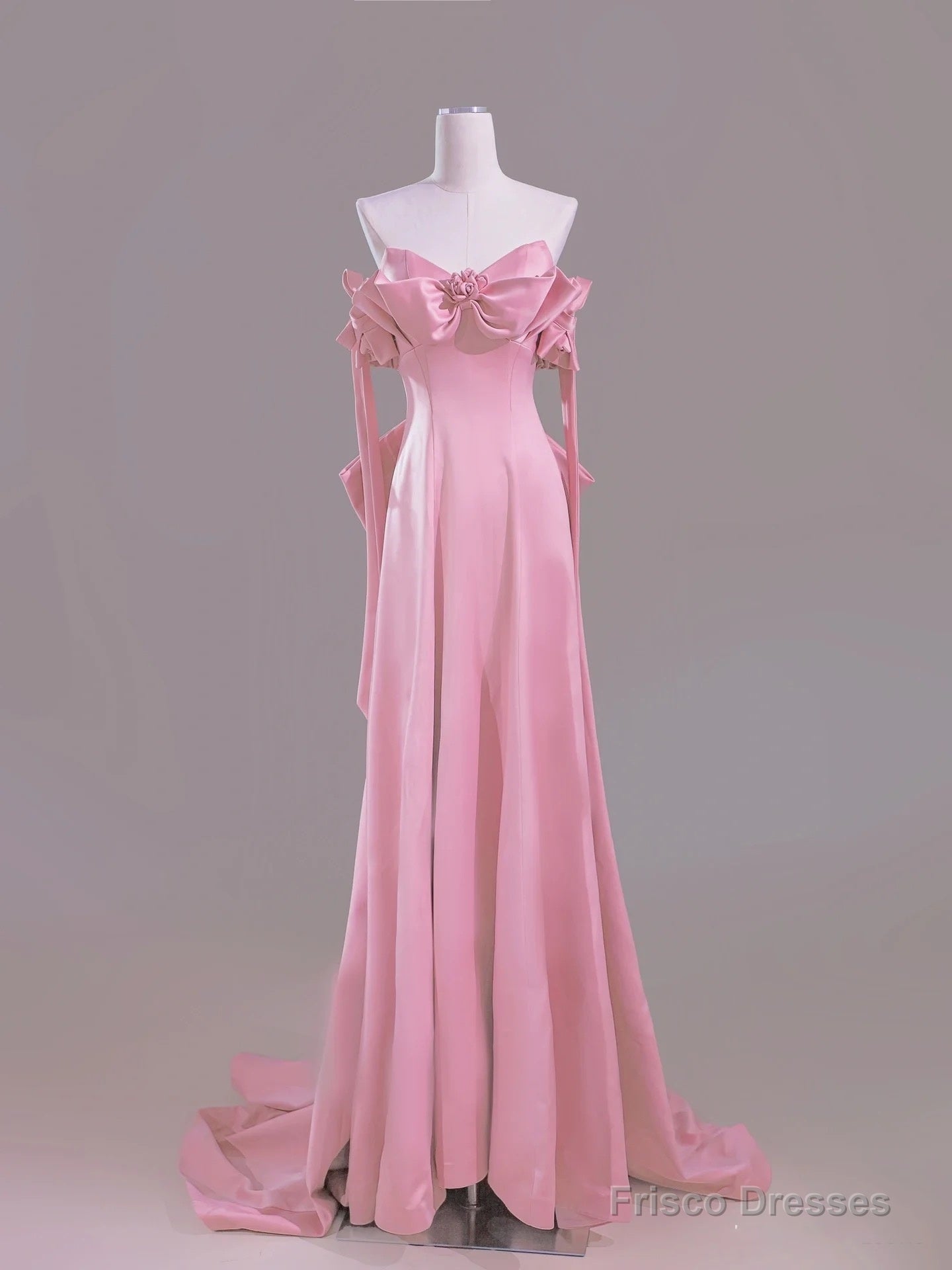 Sexy A Line Sweetheart Pink Satin Long Prom Dress Evening Dress Formal Dress Secondary image
