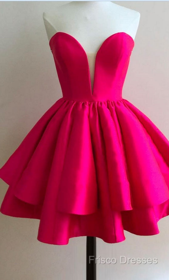 Sexy A-Line Sweetheart Sleeveless Tiered Short Homecoming Dress With Pleats Secondary image