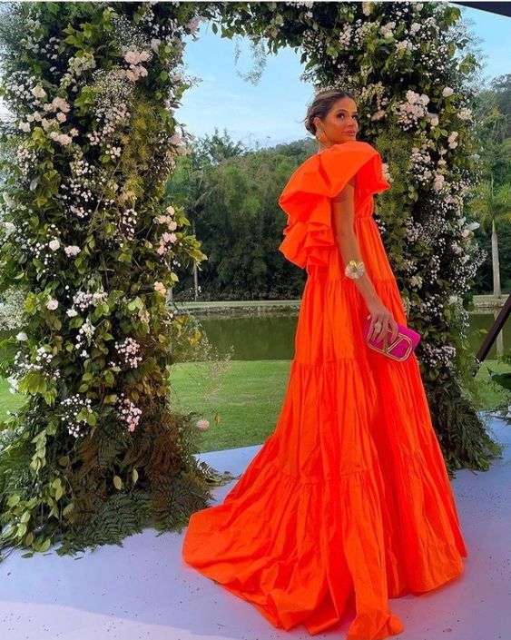 Sexy A Line V Neckline Organge Prom Dress Long Party Dresses Secondary image