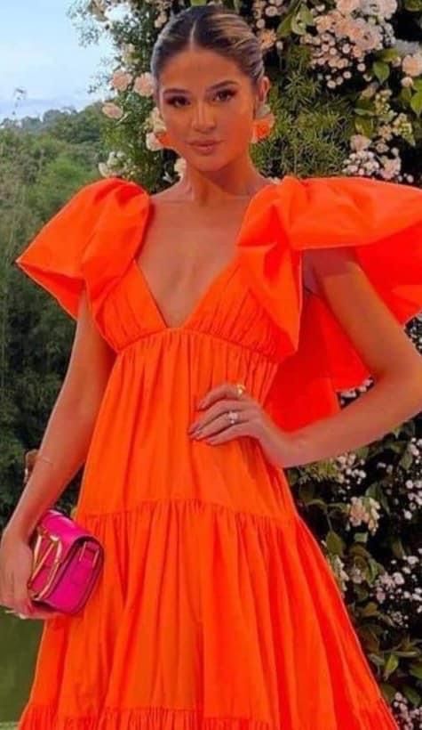 Sexy A Line V Neckline Organge Prom Dress Long Party Dresses