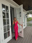 Sexy A Line V Neckline Sleeveless Party Dress Hot Pink Prom Dress