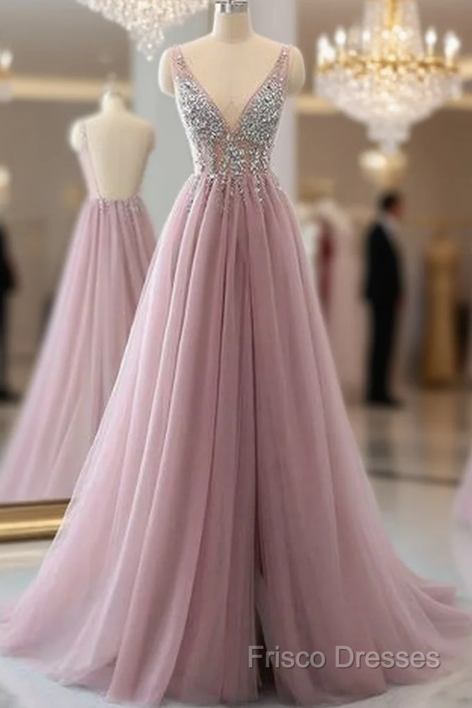 Sexy Backless Formal Prom Dress V Neckline, Formal Dress, Formal Dress, Graduation School Party Dance Dress Main image
