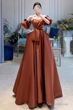 Sexy Ball Gown Off The Shoulder Party Dresses Satin Prom Dresses