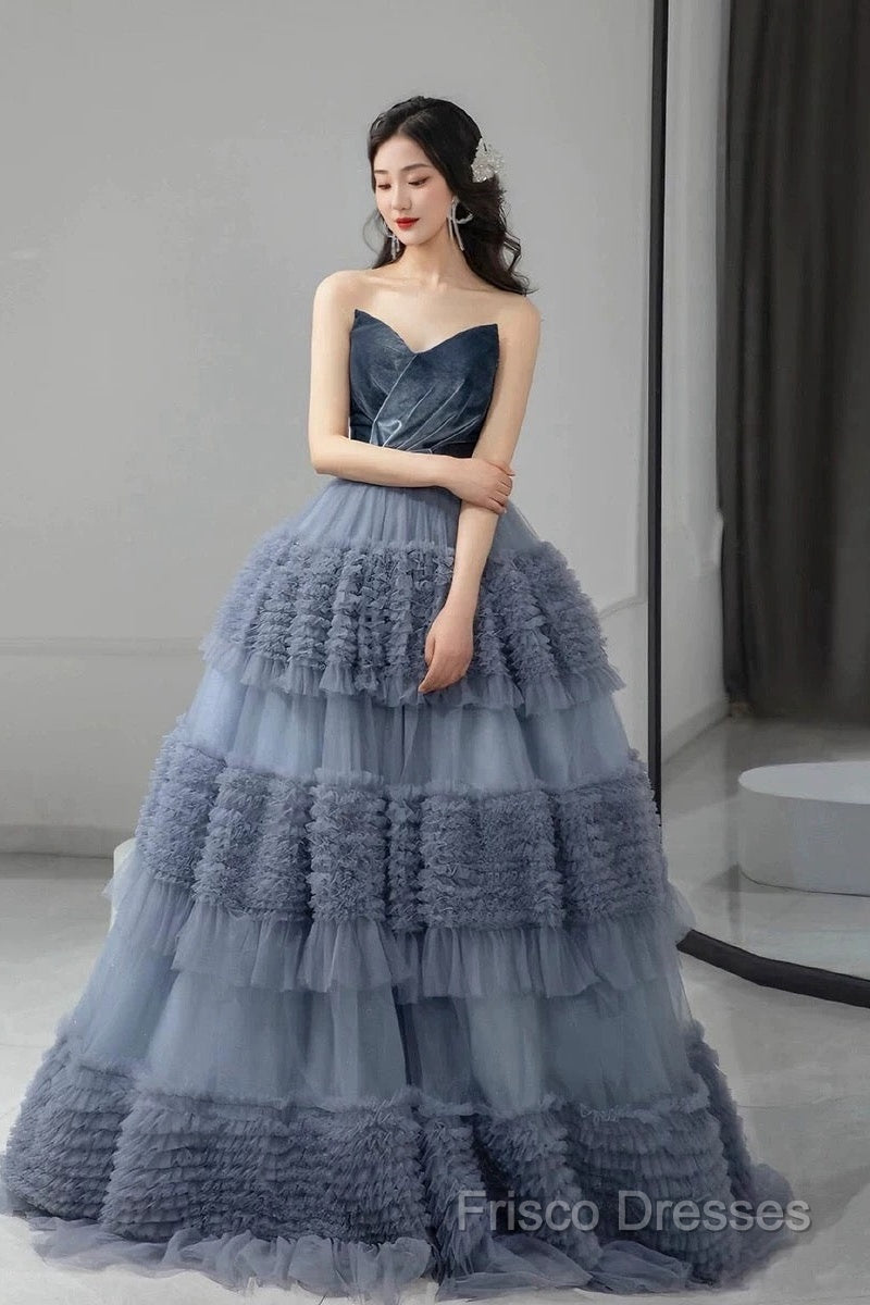 Sexy Ball Gown Sweetheart Neckline Gray Tulle Formal Dress Formal Prom Dress