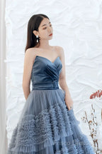 Sexy Ball Gown Sweetheart Neckline Gray Tulle Formal Dress Formal Prom Dress