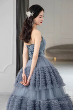 Sexy Ball Gown Sweetheart Neckline Gray Tulle Formal Dress Formal Prom Dress