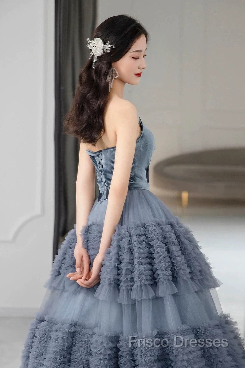 Sexy Ball Gown Sweetheart Neckline Gray Tulle Formal Dress Formal Prom Dress