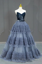 Sexy Ball Gown Sweetheart Neckline Gray Tulle Formal Dress Formal Prom Dress