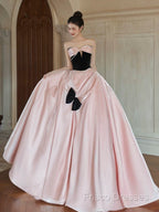 Sexy Ball Gown Sweetheart Neckline Pink Satin Formal Dress Formal Prom Dress