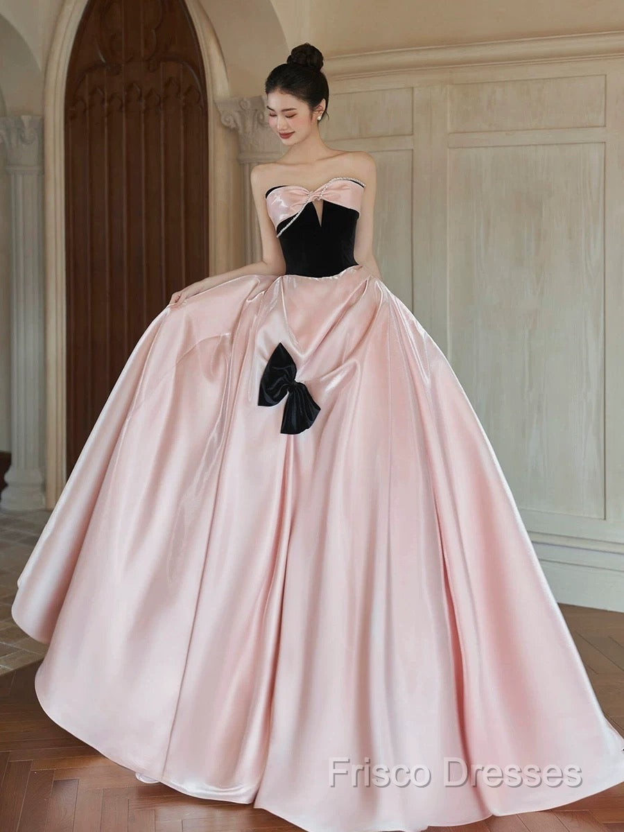 Sexy Ball Gown Sweetheart Neckline Pink Satin Formal Dress Formal Prom Dress
