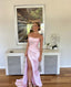 Sexy Birthday Dresses Pink Strapless Prom Dresses Slit Birthday Outfits