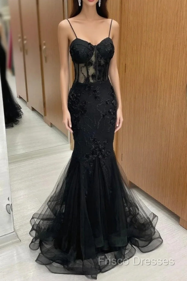 Sexy Black Mermaid Lace Long Formal Prom Dress Formal Dress Main image