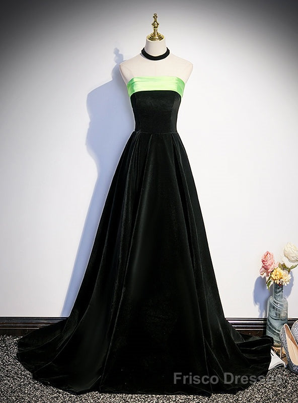 Sexy Black Velvet Strapless Prom Dress Main image