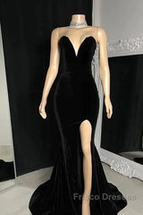 Sexy Burgundy Velvet Wedding Guest Dress V Neck Mermaid Formal Prom Dress