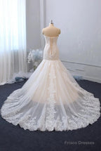 Sexy Floor Length Mermaid Lace Sequins Ivory Wedding Gowns
