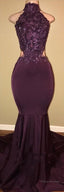 Sexy Halter Mermaid Prom Dress_High-Neck Backless Sleeveless Evening Dresses