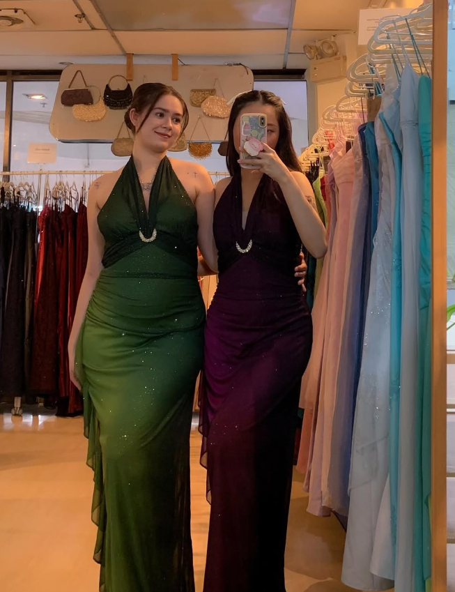 Sexy Halter Ombre Green Chiffon Backless Long Prom Dress Evening Dress