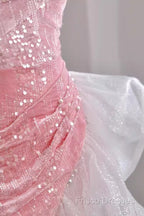 Sexy High Low Off The Shoulder Pink Velvet Formal Prom Dress