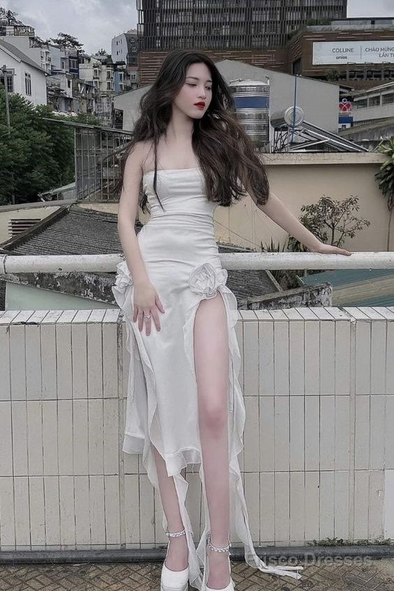 sexy white prom dress Sexy High Low Strapless White Prom Dresses 21Th Birthday Outfit – Frisco Dresses