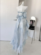 Sexy High Low Straps Blue Prom Dresses 21Th Birthday Outfit