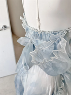 Sexy High Low Straps Blue Prom Dresses 21Th Birthday Outfit