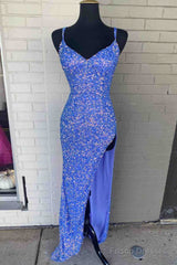 Sexy Iridescent Burgundy Sequin Prom Dresses Straps Glitter Evening Dress Uk