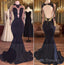 Sexy Mermaid Black Gold Long-Sleeve Formal Prom Dress