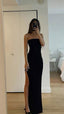 Sexy Mermaid Black Strapless Slit Prom Dresses 17Th Birthday Outfits