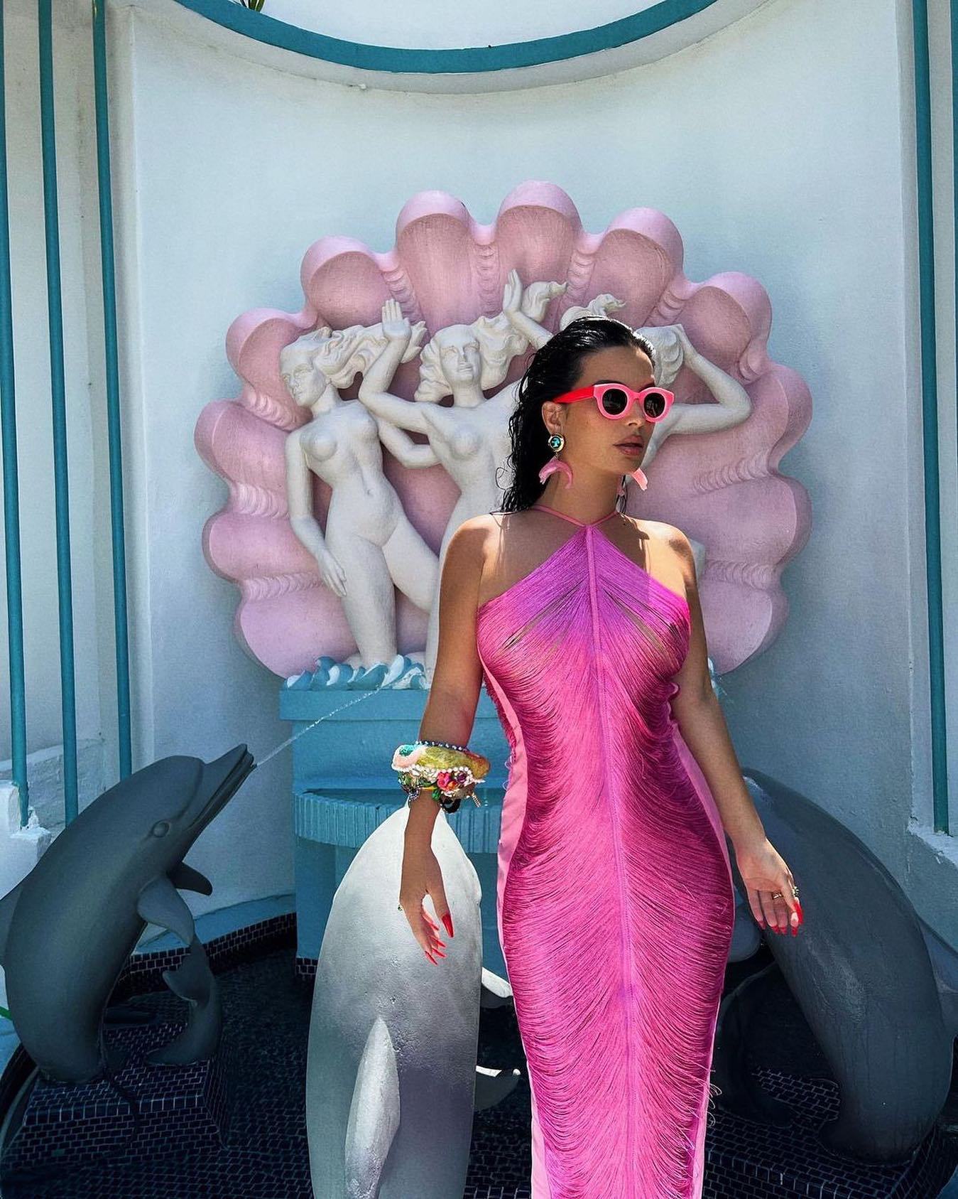 Sexy Mermaid Halter Hot Pink Long Prom Dresses