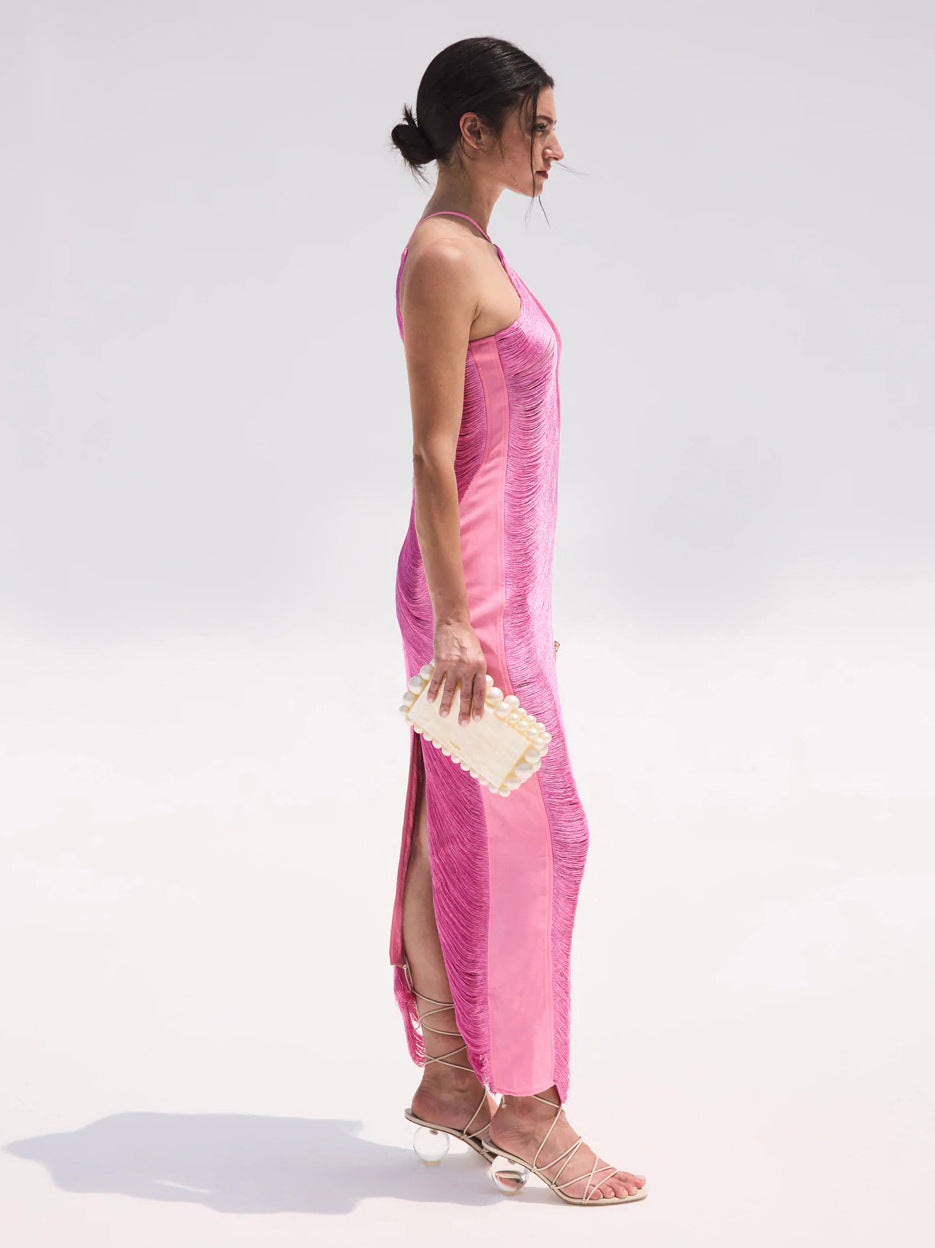 Sexy Mermaid Halter Hot Pink Long Prom Dresses