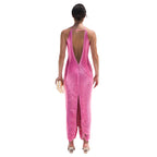 Sexy Mermaid Halter Hot Pink Long Prom Dresses