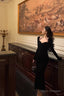 Sexy Mermaid Halter Long Sleeves Velvet Black Prom Dresses Birthday Outfits