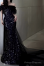Sexy Mermaid Long Black Sequin Prom Dresses With Cap Sleeves Long Prom Dress