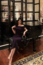Sexy Mermaid Off The Shoulder Grape Ankle Length Prom Dresses Birthday Outfits