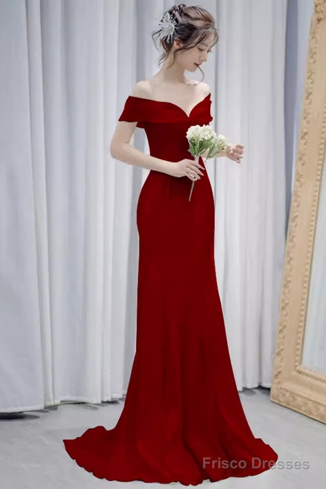 Sexy Mermaid Off The Shoulder Long Red Prom Dress