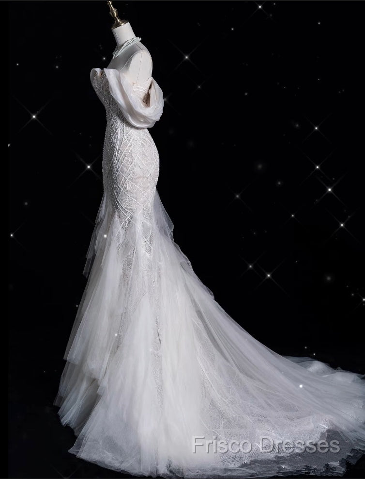 Sexy Mermaid Off The Shoulder White Lace Long Wedding Dress Brides Dress Secondary image