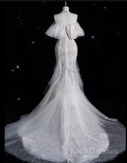 Sexy Mermaid Off The Shoulder White Lace Long Wedding Dress Brides Dress