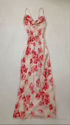 Sexy Mermaid Prom Gown With Straps Floral Pink Prom Dresses