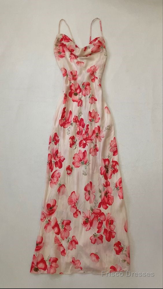 Sexy Mermaid Prom Gown With Straps Floral Pink Prom Dresses