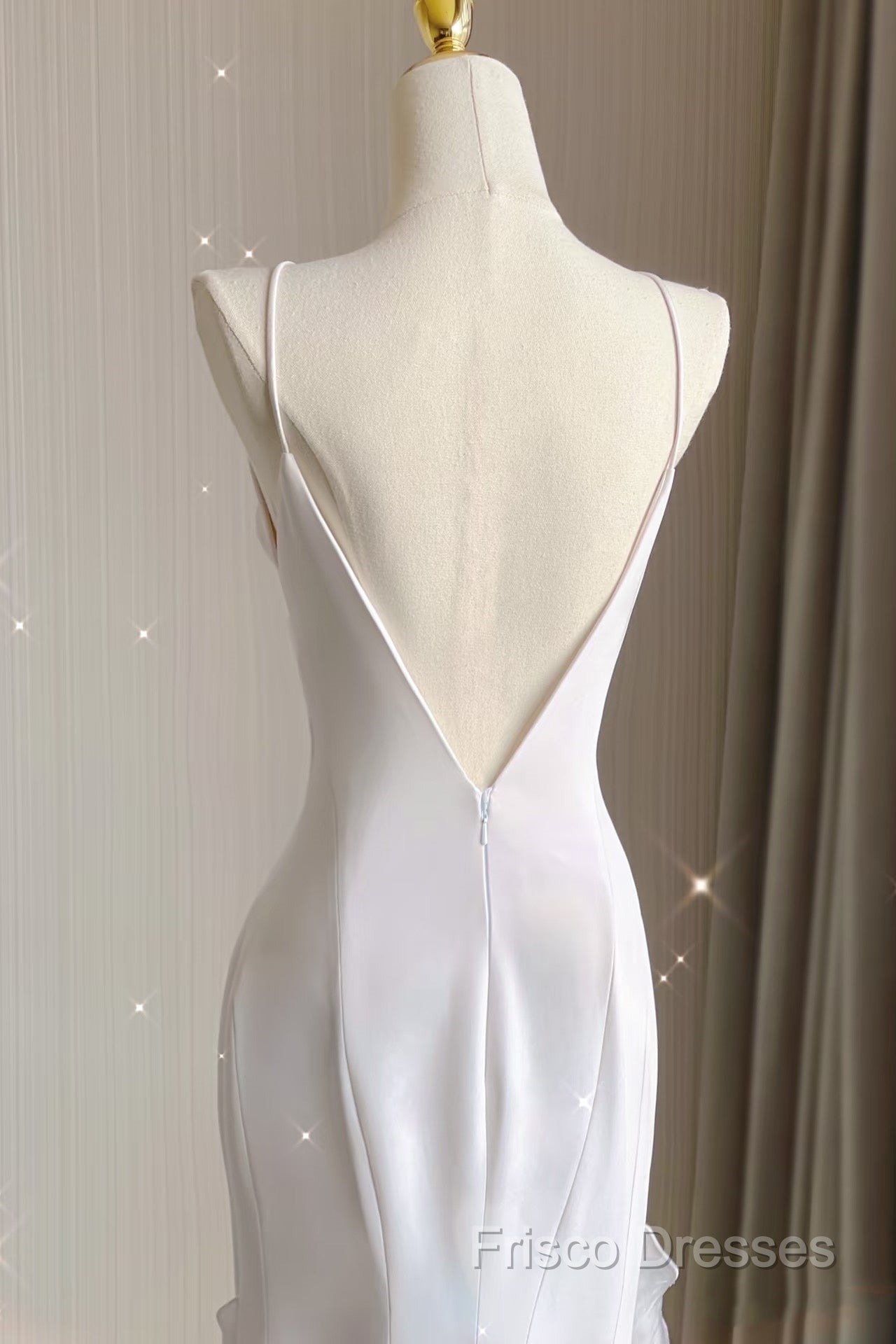 Sexy Mermaid Scoop Satin Night Party Dress White Long Formal Prom Dress