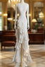 Sexy Mermaid Scoop Satin Night Party Dress White Long Formal Prom Dress