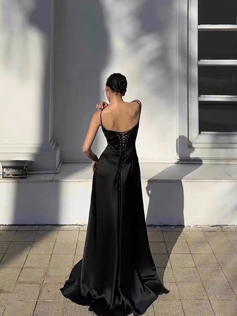 Sexy Mermaid Spaghetti Straps Black Birthday Dress 22Th Birthday Outfits